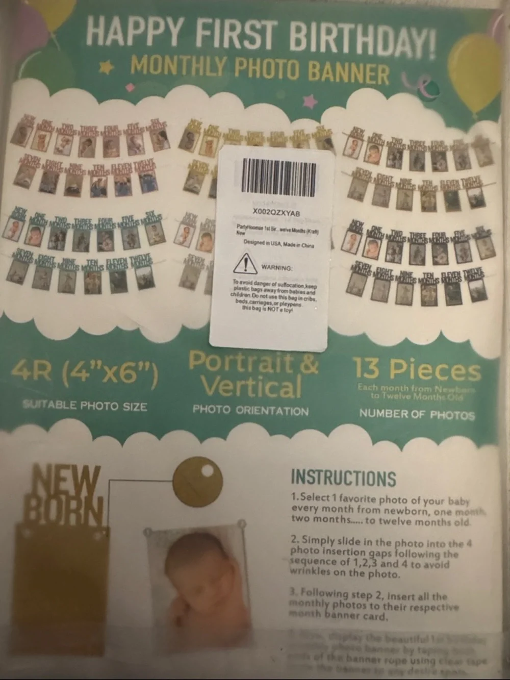 First Birthday Photo Banner‎ Kit in Kraft Brown